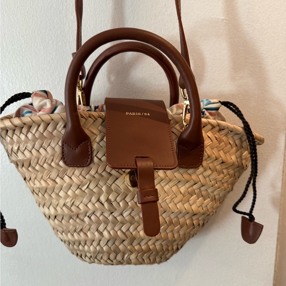 Paris/64 Raffia tan and brown bag - Picture 3 of 7